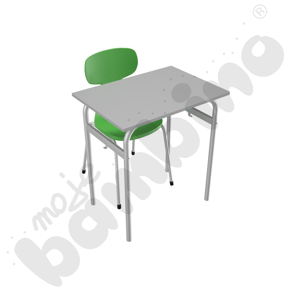 Stół Daniel 1-os. szary z krzesłem Colores zielonym, rozm. 6