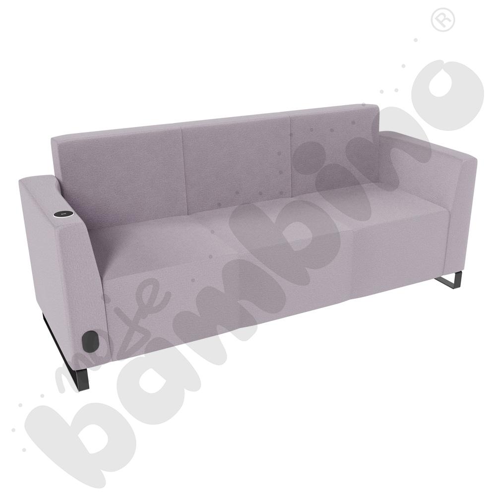Sofa Universum 3-os. wys. 82 cm, 2 boki niskie, lewy z gniazdkiem elektrycznym i indukcją, tkanina KG21