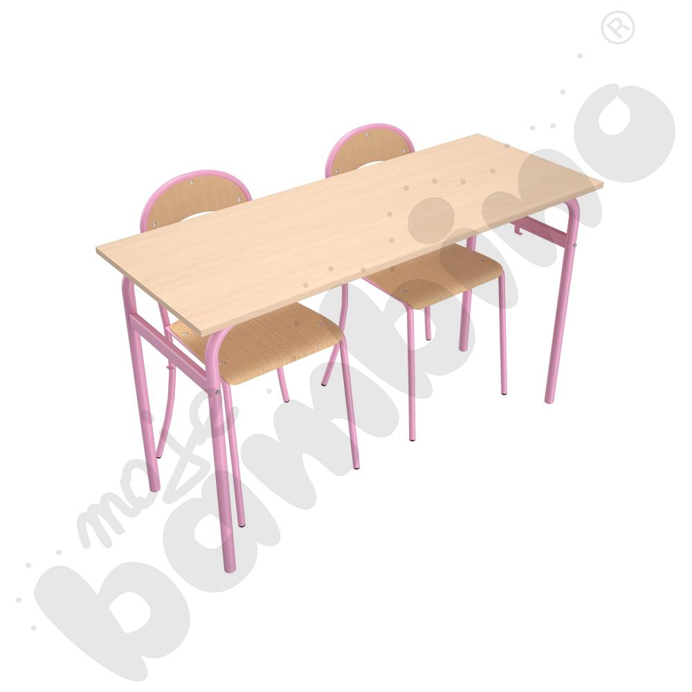 Stół Daniel 2-os. klon z krzesłami P, rozm. 6, różowe