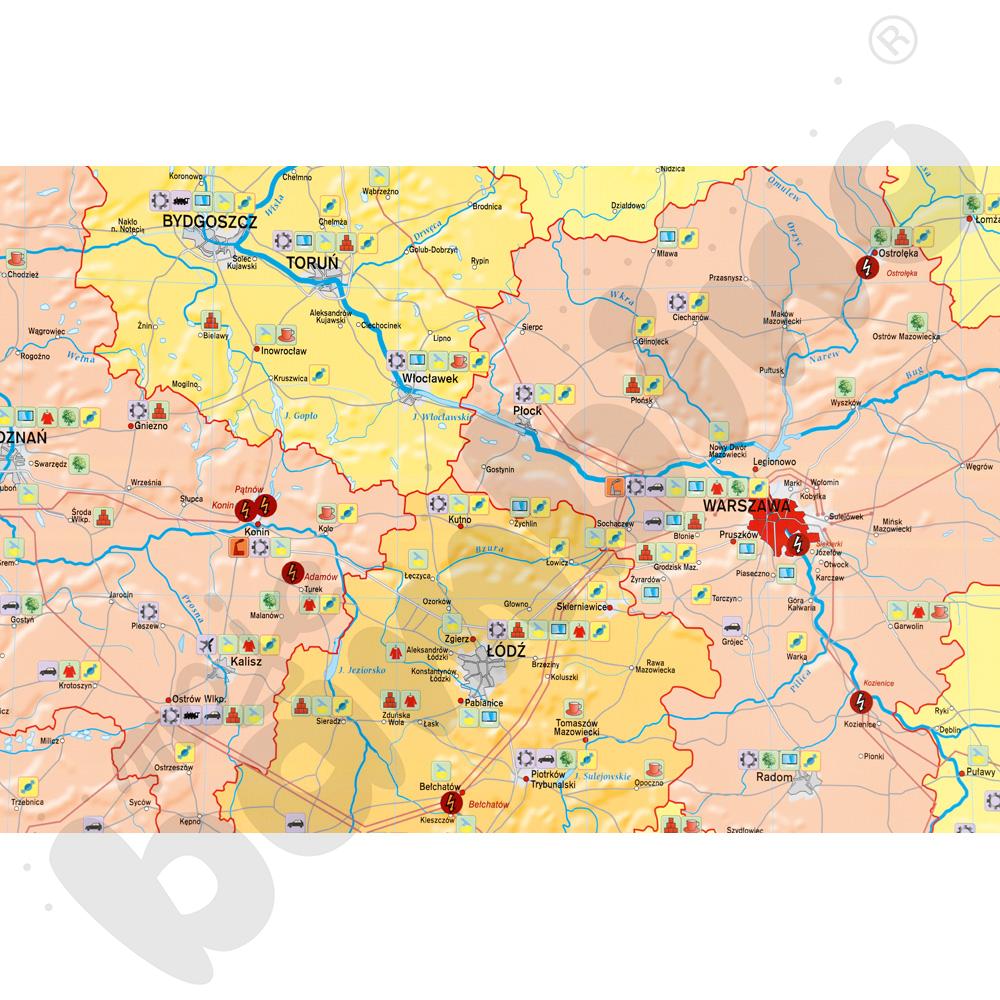 Polska - mapa przemysłu i energetyki (stan na 2016), 160 x 120 cm