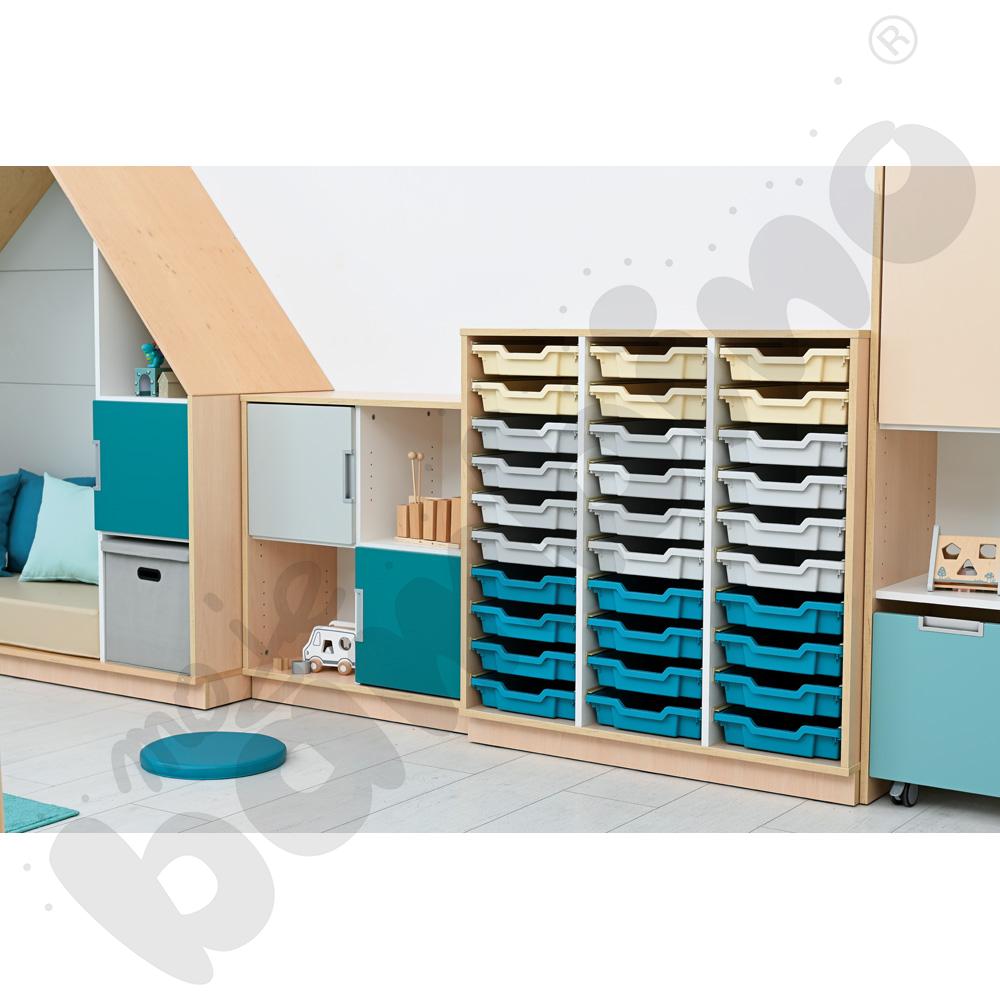 Quadro - szafka M+ na plastikowe pojemniki - z 2 przegrodami, klon jasny Quadro - szafka M+ na plastikowe pojemniki - z 2 przegrodami, klon jasny