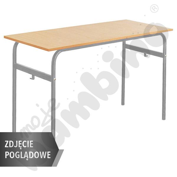 Stół Daniel 130x50 rozm. 3, 2os., stelaż niebieski, blat HPL szary, PO, narożniki zaokrąglone