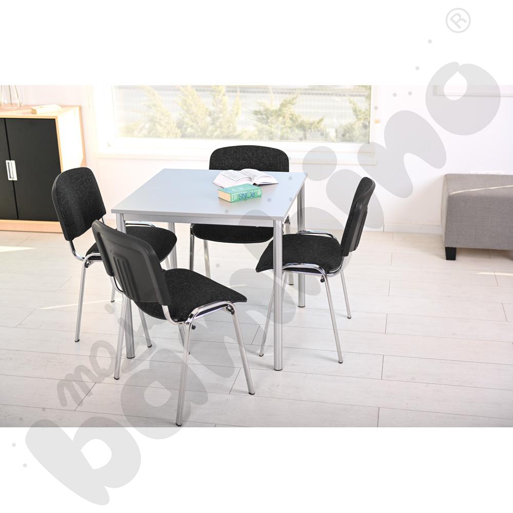 Stół Mila 80x80 rozm. 6, 4-os., stelaż aluminium, blat szary, obrzeże ABS, narożniki proste