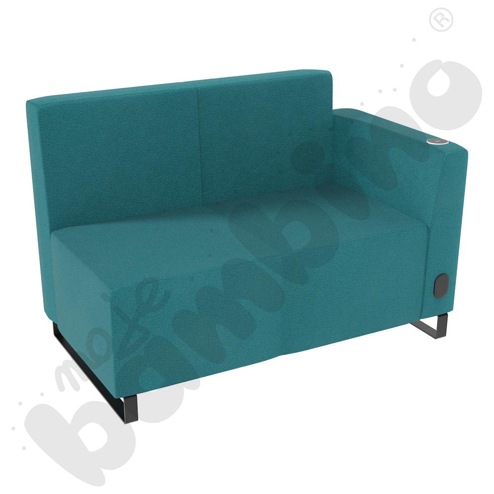 Sofa Universum 2-os. wys. 82 cm, bok niski prawy z gniazdkiem elektrycznym i indukcją, tkanina KG08