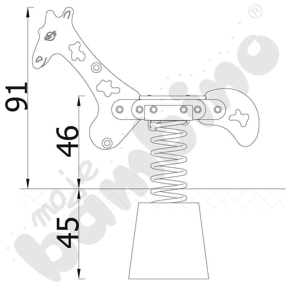 Sprężynowiec Żyrafa na podstawie metalowej