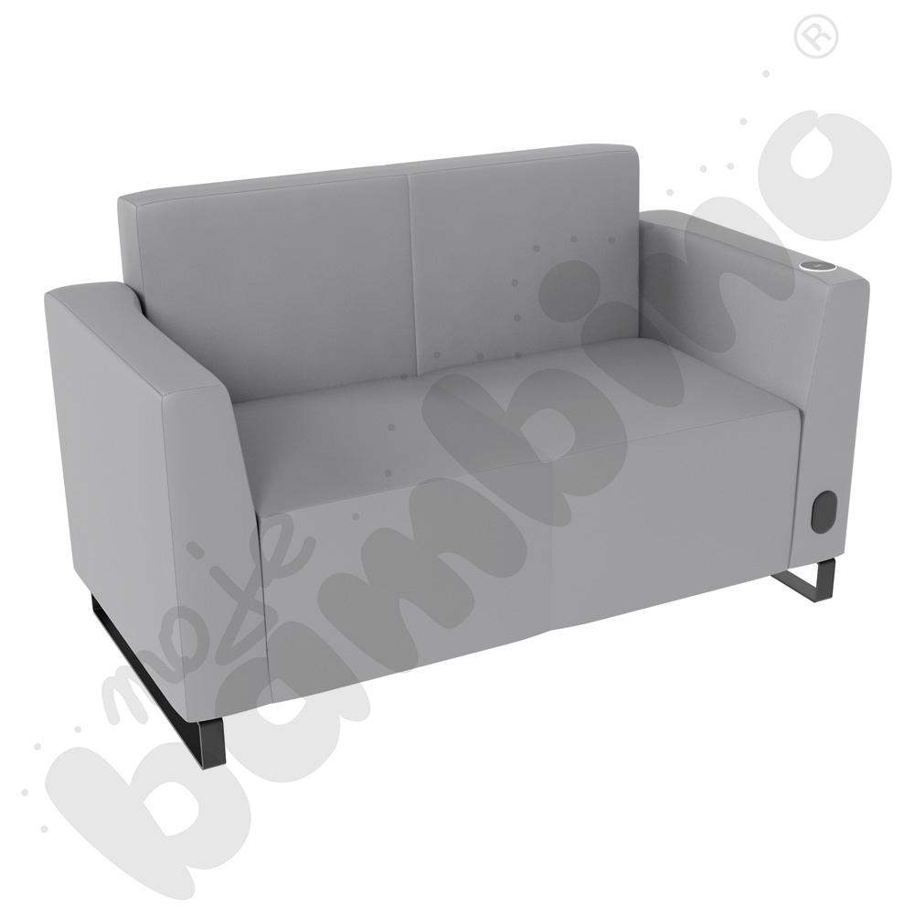 Sofa Universum 2-os. wys. 82 cm, 2 boki niskie, prawy z gniazdkiem elektrycznym i indukcją, tkanina MT02