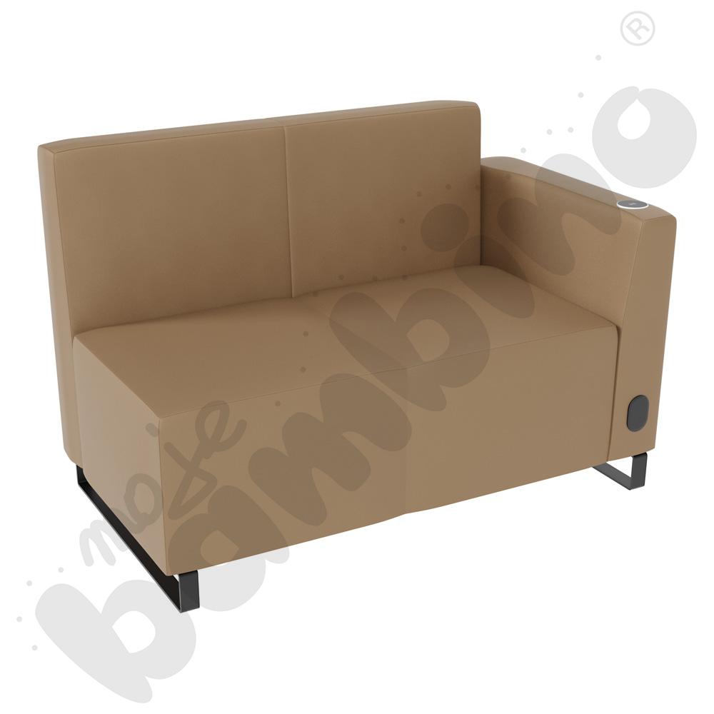 Sofa Universum 2-os. wys. 82 cm, bok niski prawy z gniazdkiem elektrycznym i indukcją, tkanina MT04