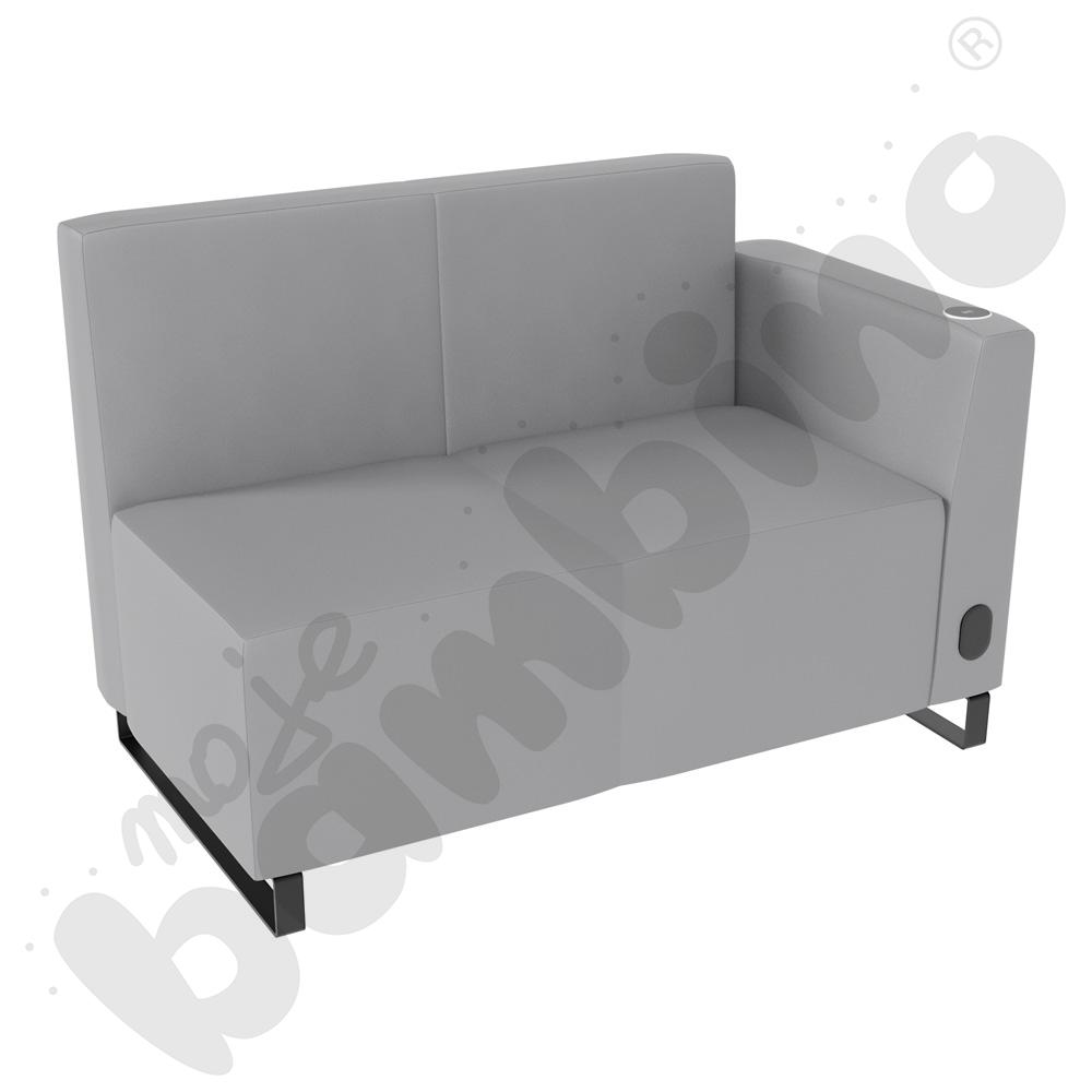 Sofa Universum 2-os. wys. 82 cm, bok niski prawy z gniazdkiem elektrycznym i indukcją, tkanina MT02