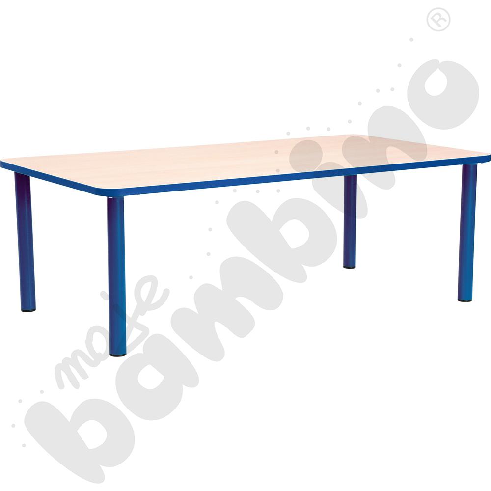 Stół Bambino prostokątny wys. 58 cm z niebieskim obrzeżem