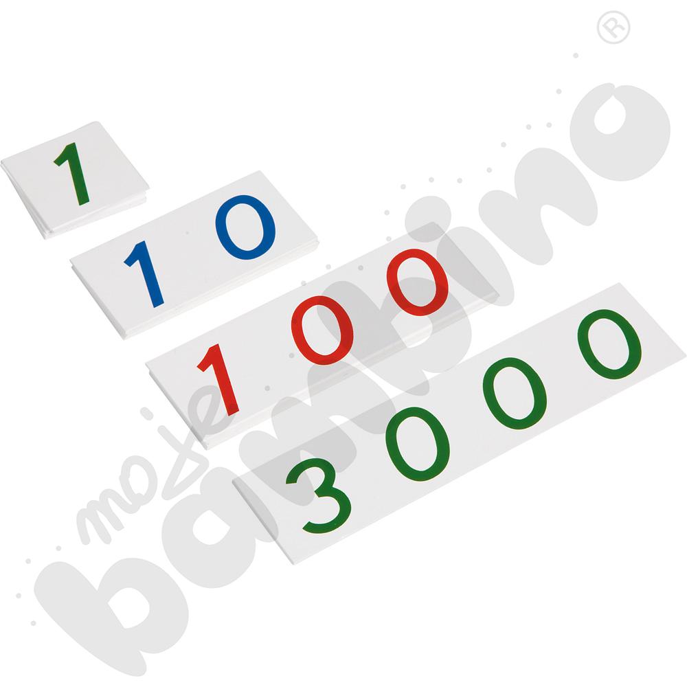 Plastikowe karty z liczbami Montessori - małe, 1-3000