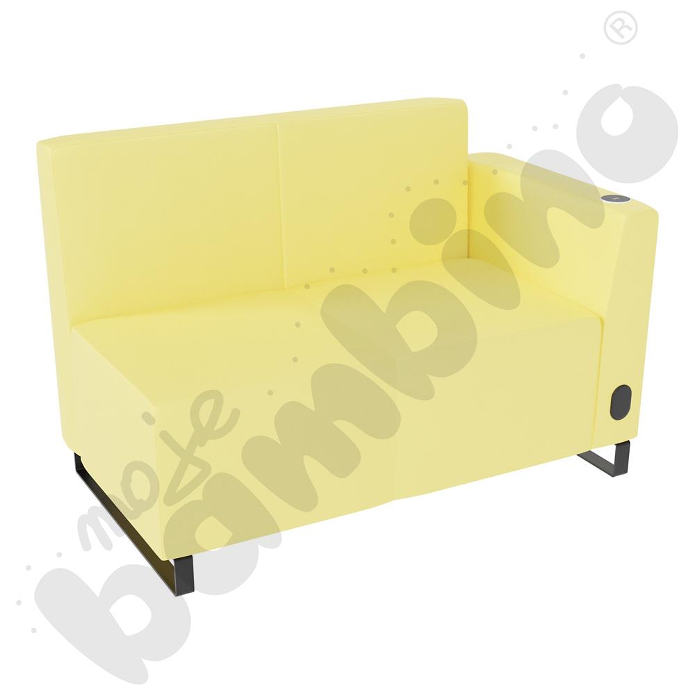 Sofa Universum 2-os. wys. 82 cm, bok niski prawy z gniazdkiem elektrycznym i indukcją, tkanina MT10