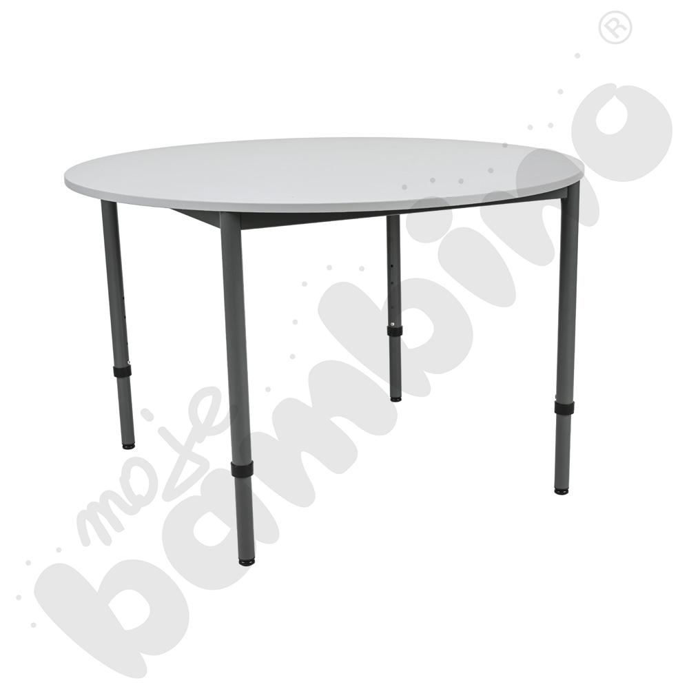 Stół Mila okrągły 120 cm, z reg. wys. 3-6, blat szary, stelaż antracytowy