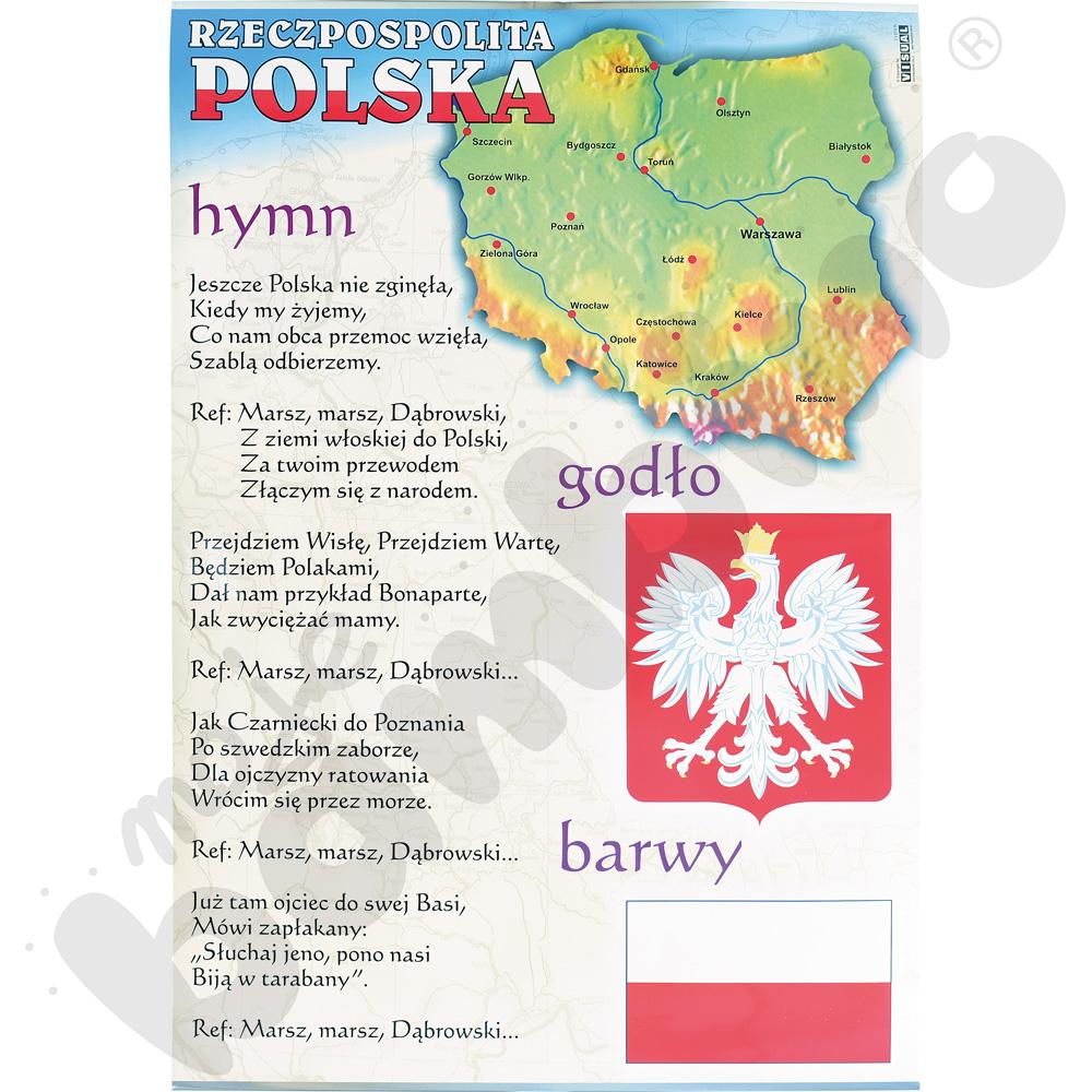 Plansza dydaktyczna - Polskie godło, barwy, hymn