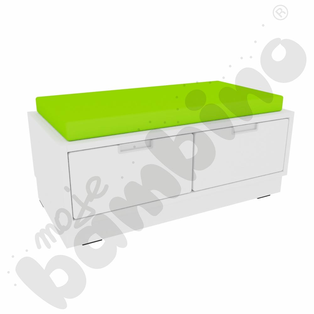 Quadro - szafka-ławeczka 2 - zielony materac - biała