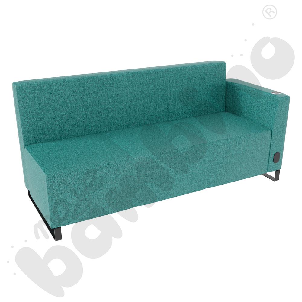 Sofa Universum 3-os. wys. 82 cm, bok niski prawy z gniazdkiem elektrycznym i indukcją, tkanina RO19