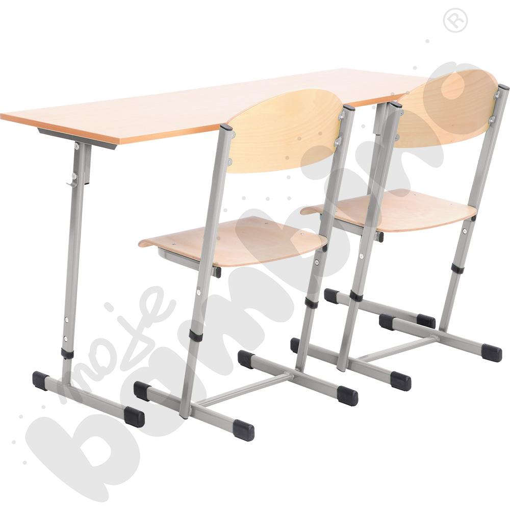 Stół T 2-os. z krzesłami T, rozm. 5-6, aluminium 