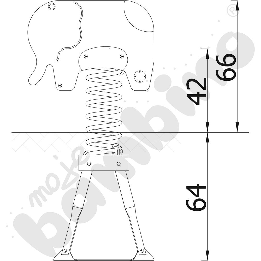 Sprężynowiec Słoń na podstawie metalowej
