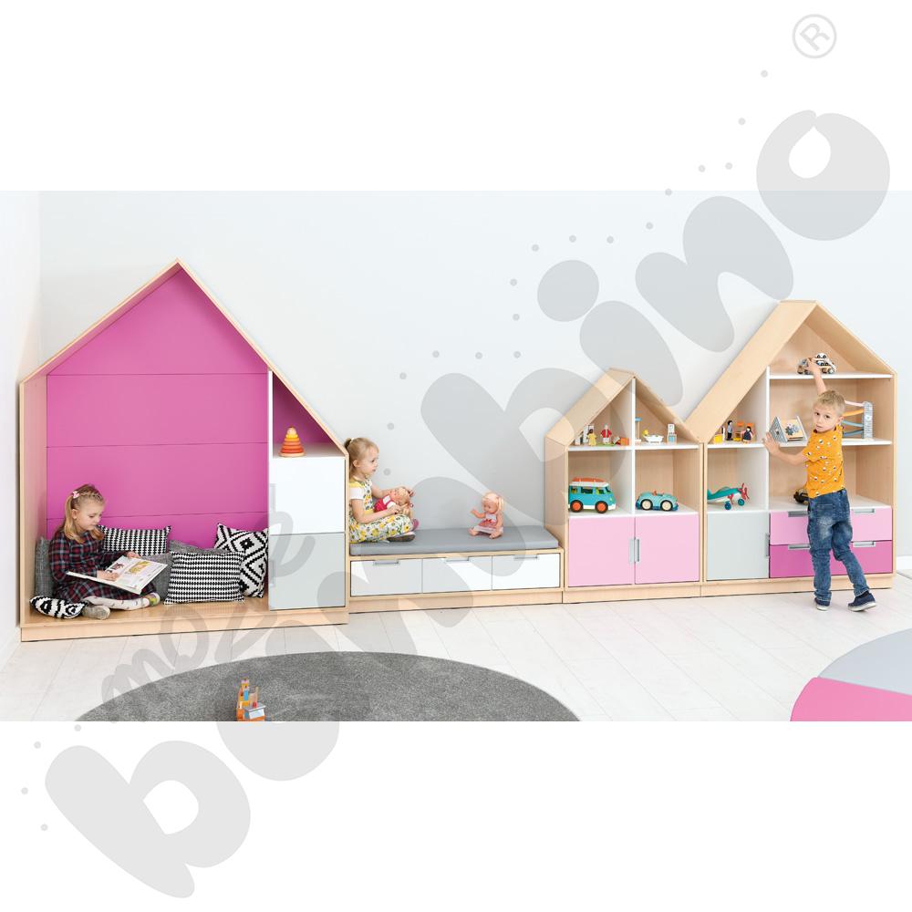 Quadro - szafka-domek z 3 półkami i na 4 szerokie szuflady, skrzynia klon jasny Quadro - szafka-domek z 3 półkami i na 4 szerokie szuflady, skrzynia klon jasny