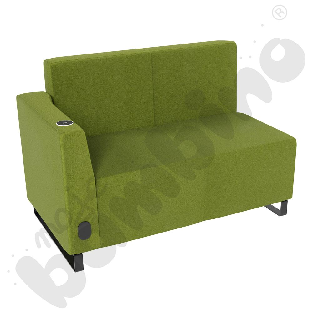 Sofa Universum 2-os. wys. 82 cm, bok niski lewy z gniazdkiem elektrycznym i indukcją, tkanina KG12
