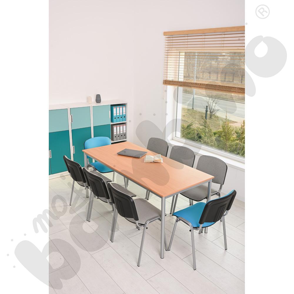 Stół Mila 180x80 rozm. 6, 8os., stelaż aluminium, blat buk, obrzeże ABS, narożniki proste