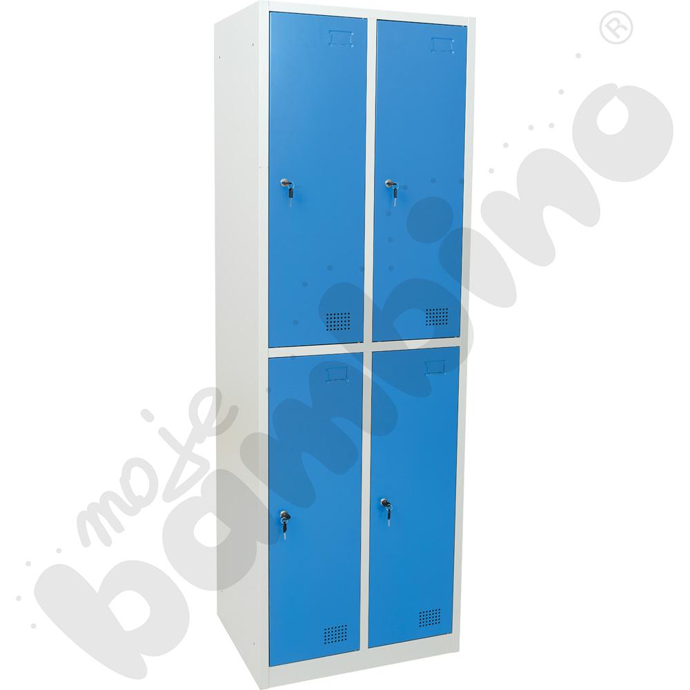 Szafa skrytkowa 180 z 4 schowkami i półką - drzwi niebieskie