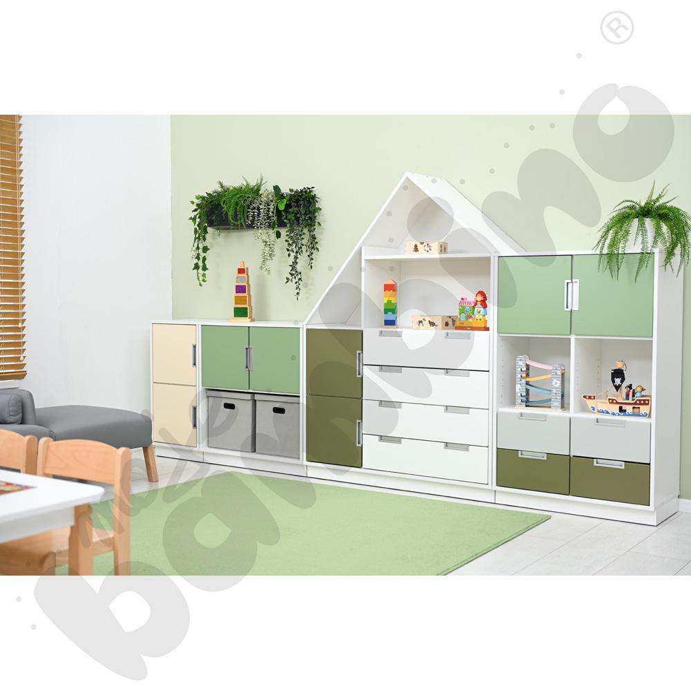 Quadro - szafka-domek z 3 półkami i na 4 szerokie szuflady, skrzynia biała