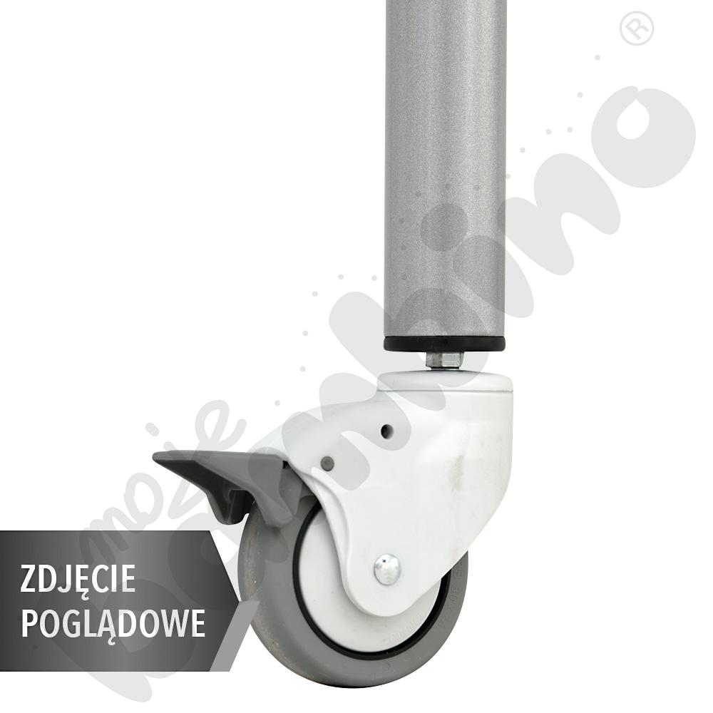 Stół Mila trapezowy 160x70x100x70, blat HPL niebieski, narożniki zaokrąglone, rozm. 4 z dwoma kółkami