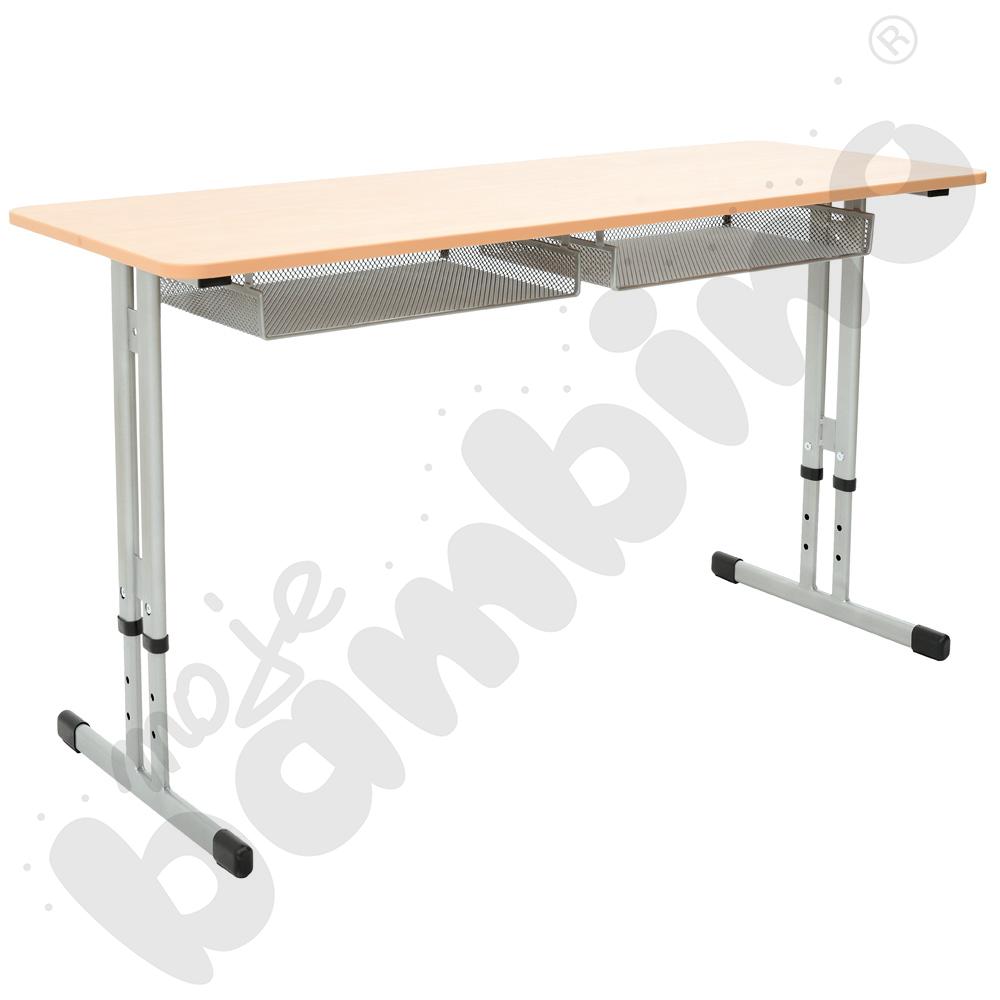 Stół IN-R 130x50 rozm. 3-7, 2-os., stelaż aluminium, blat buk, obrzeże PU, narożniki zaokrąglone
