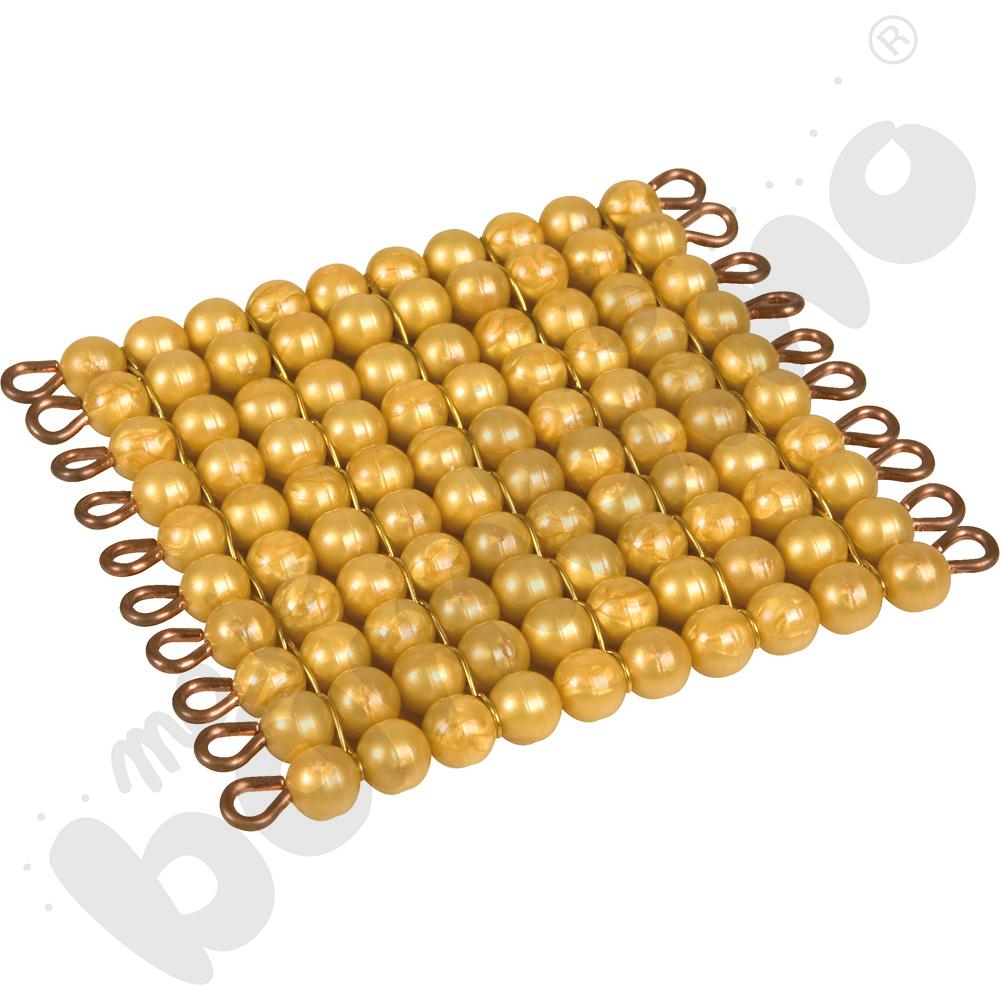Złoty kwadrat 100 koralików Montessori