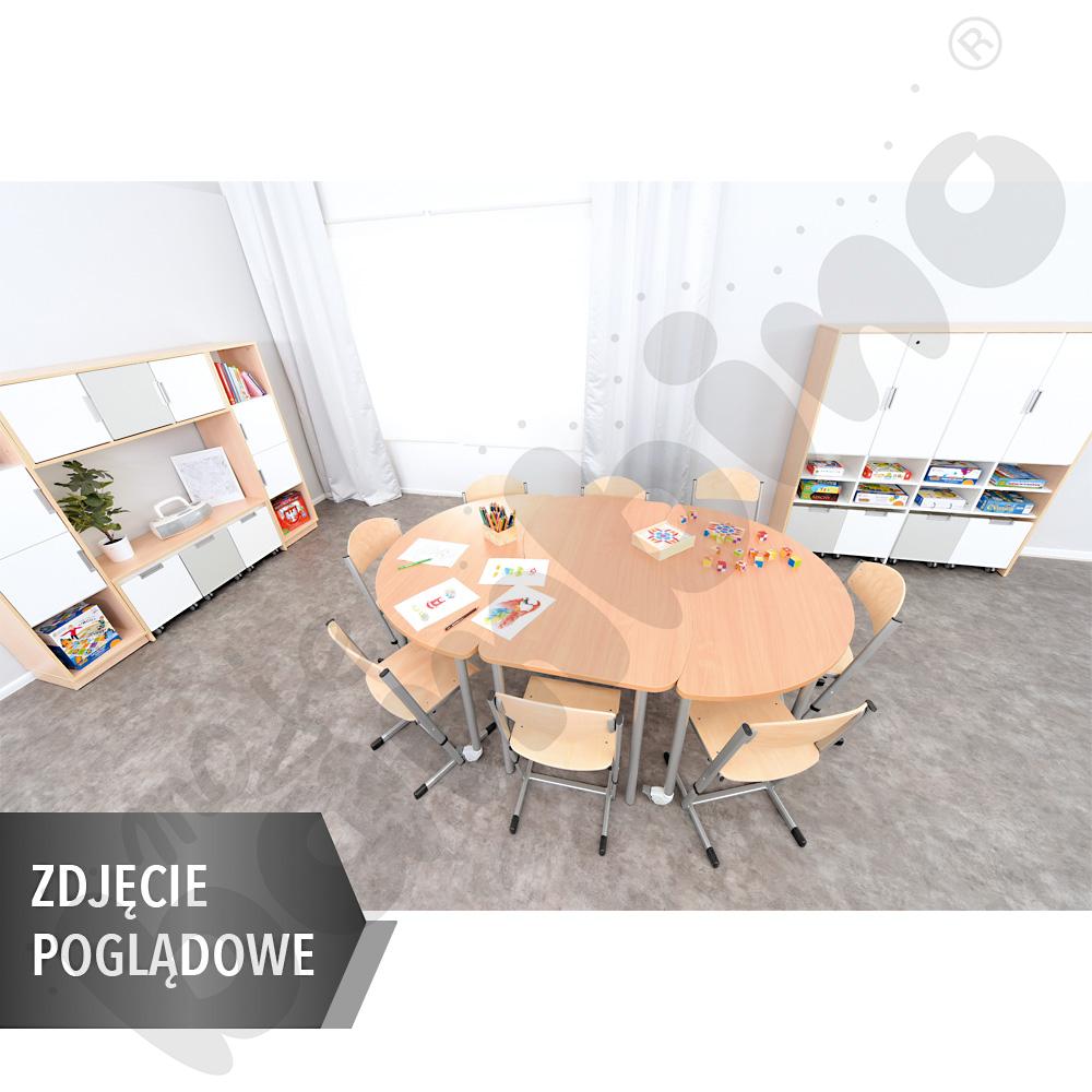 Stół Mila falisty duży 140x72, HPL - buk, zaokrąglony, rozm. 3