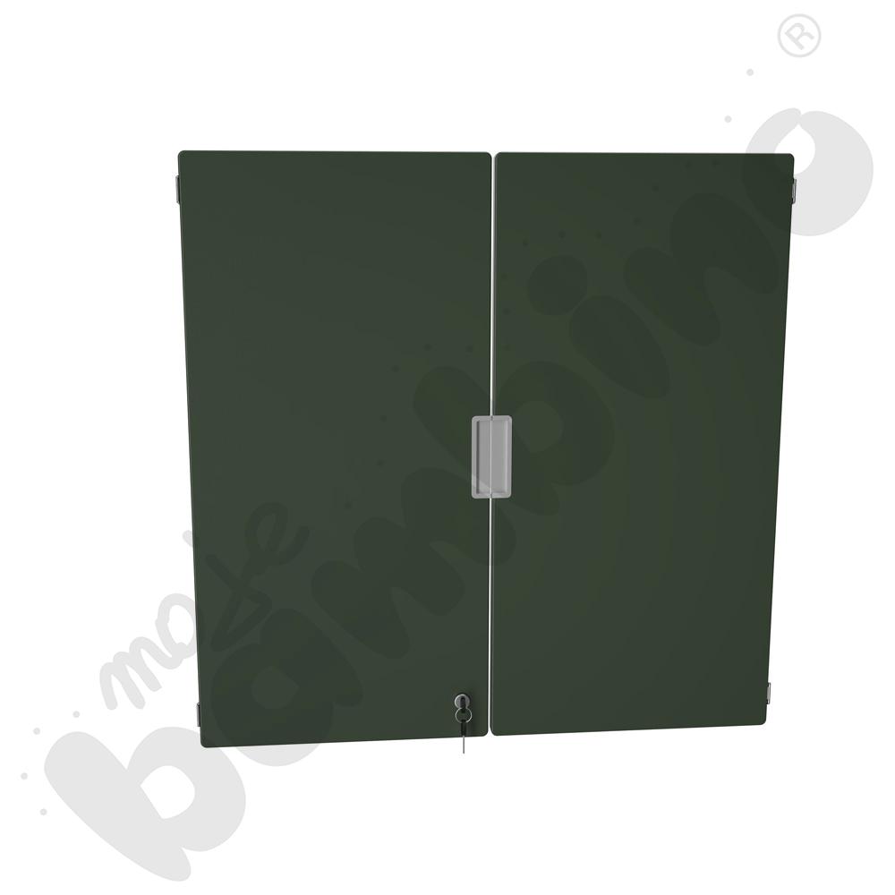 Quadro - drzwiczki średnie z zamkiem 90, do szafek bez przegrody, 1 para, cichy domyk - ciemnozielone