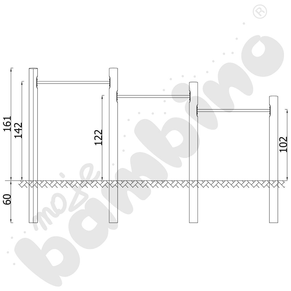 Robinio - drążki gimnastyczne potrójne