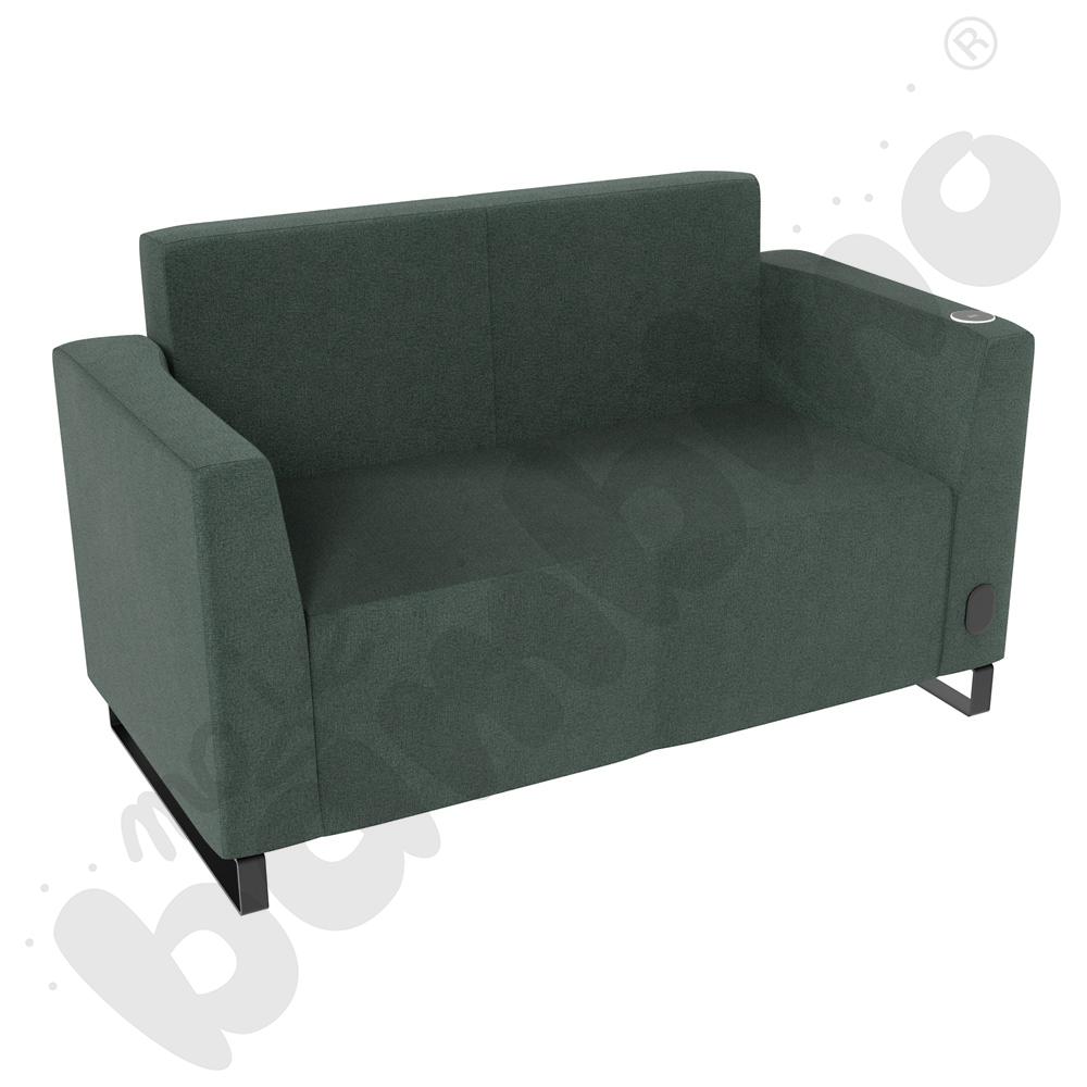 Sofa Universum 2-os. wys. 82 cm, 2 boki niskie, prawy z gniazdkiem elektrycznym i indukcją, tkanina KG01