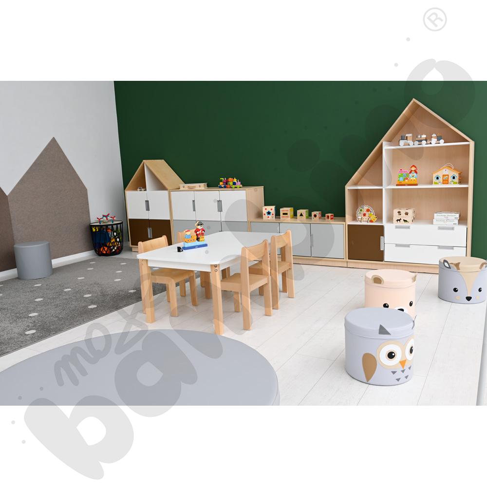 Quadro - szafka-domek z 3 półkami i na 4 szerokie szuflady, skrzynia klon jasny Quadro - szafka-domek z 3 półkami i na 4 szerokie szuflady, skrzynia klon jasny