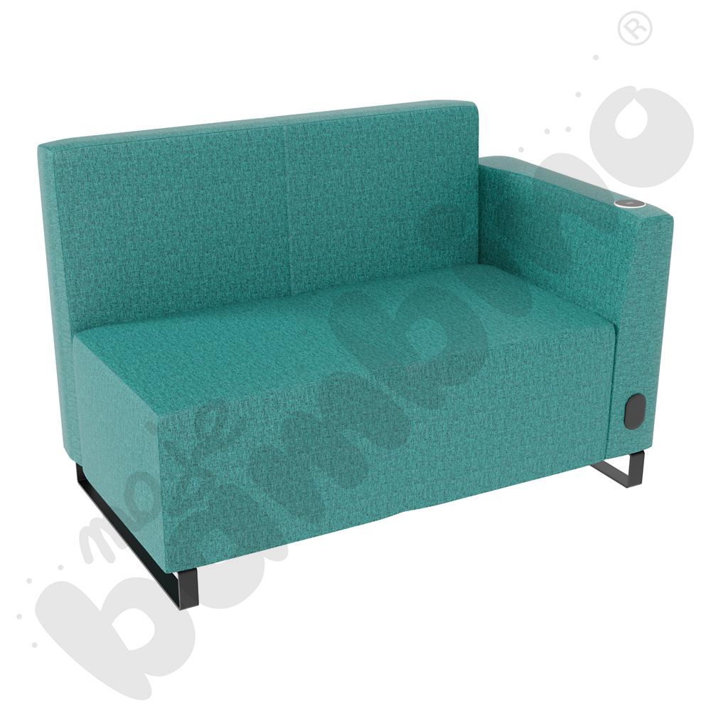 Sofa Universum 2-os. wys. 82 cm, bok niski prawy z gniazdkiem elektrycznym i indukcją, tkanina RO19