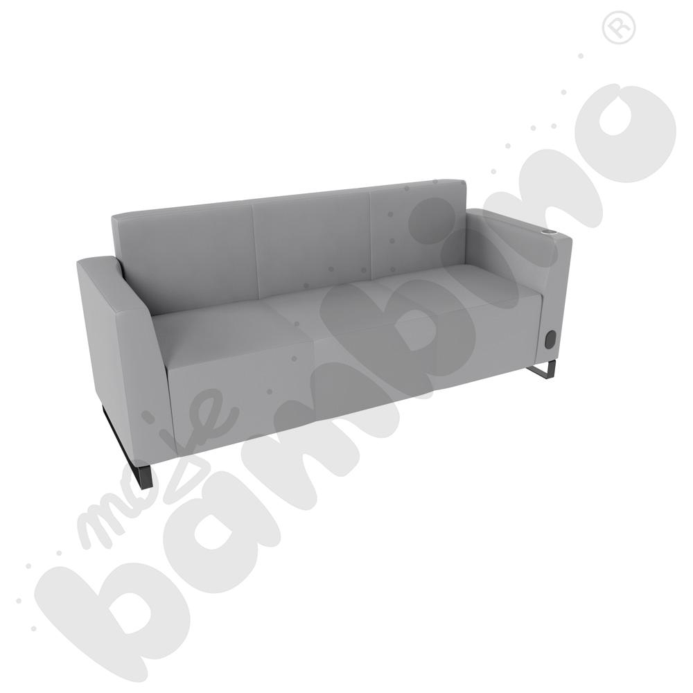 Sofa Universum 3-os. wys. 82 cm, 2 boki niskie, prawy z gniazdkiem elektrycznym i indukcją, tkanina MT02