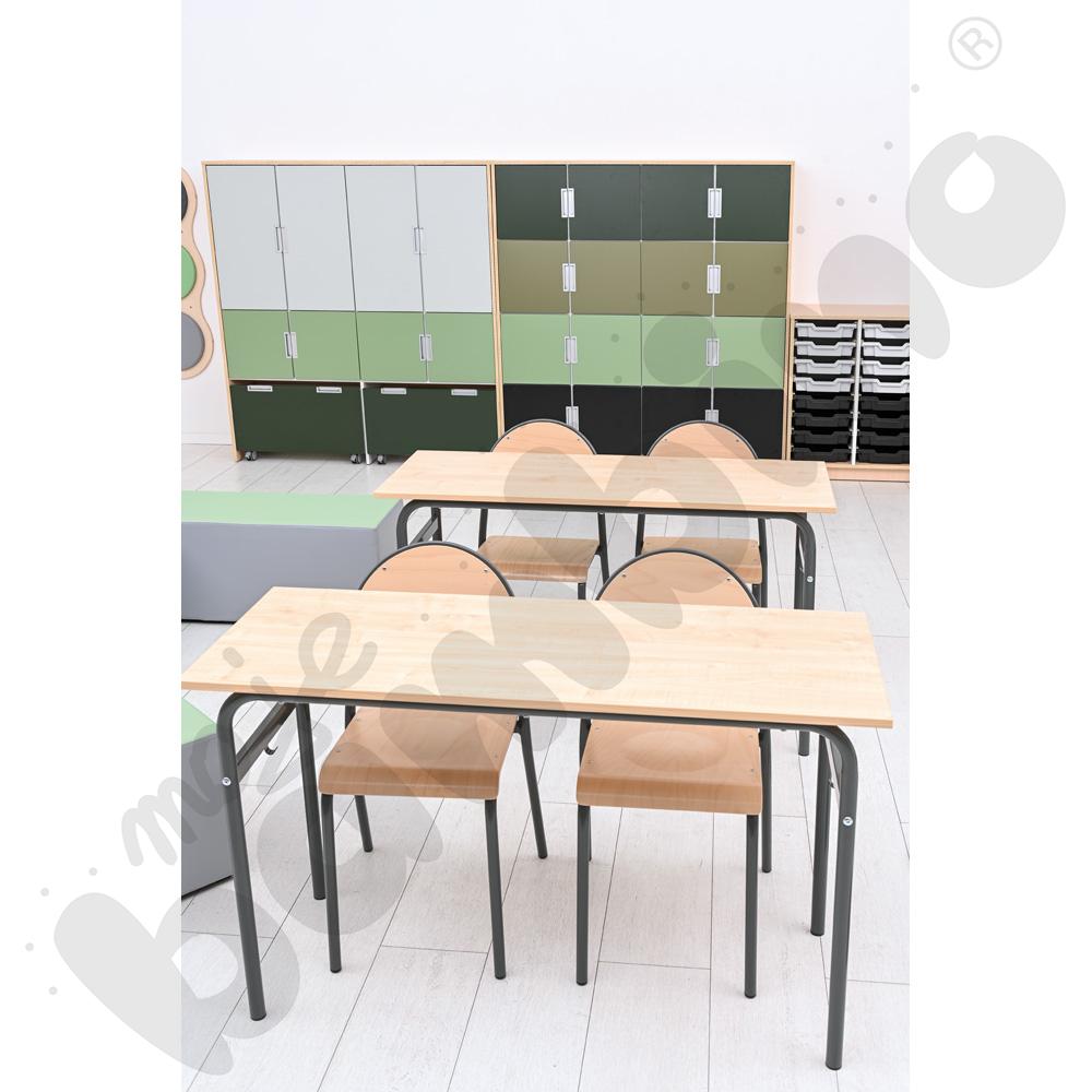 Stół Daniel 130 x 50 rozm. 6, 2os., stelaż antracytowy, blat klon 375, obrzeże ABS, narożniki proste