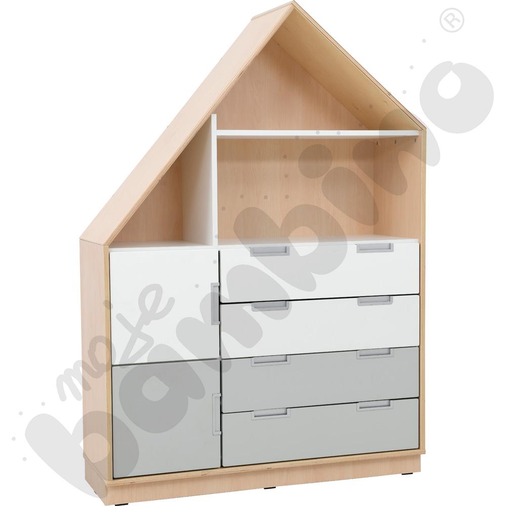 Quadro - szafka-domek z 3 półkami i na 4 szerokie szuflady, skrzynia klon jasny