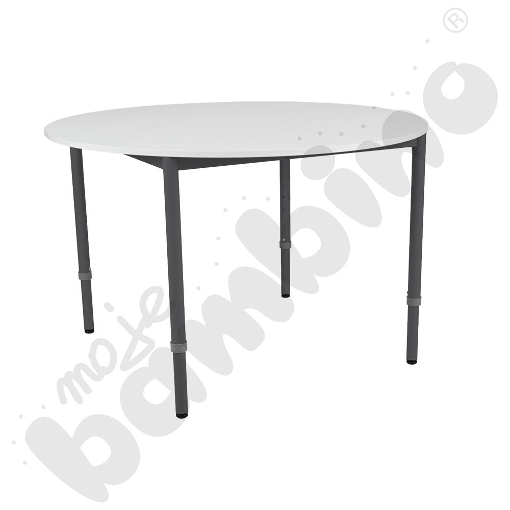 Stół Mila okrągły 120 cm, z reg. wys. 1-4, blat biały, stelaż antracytowy