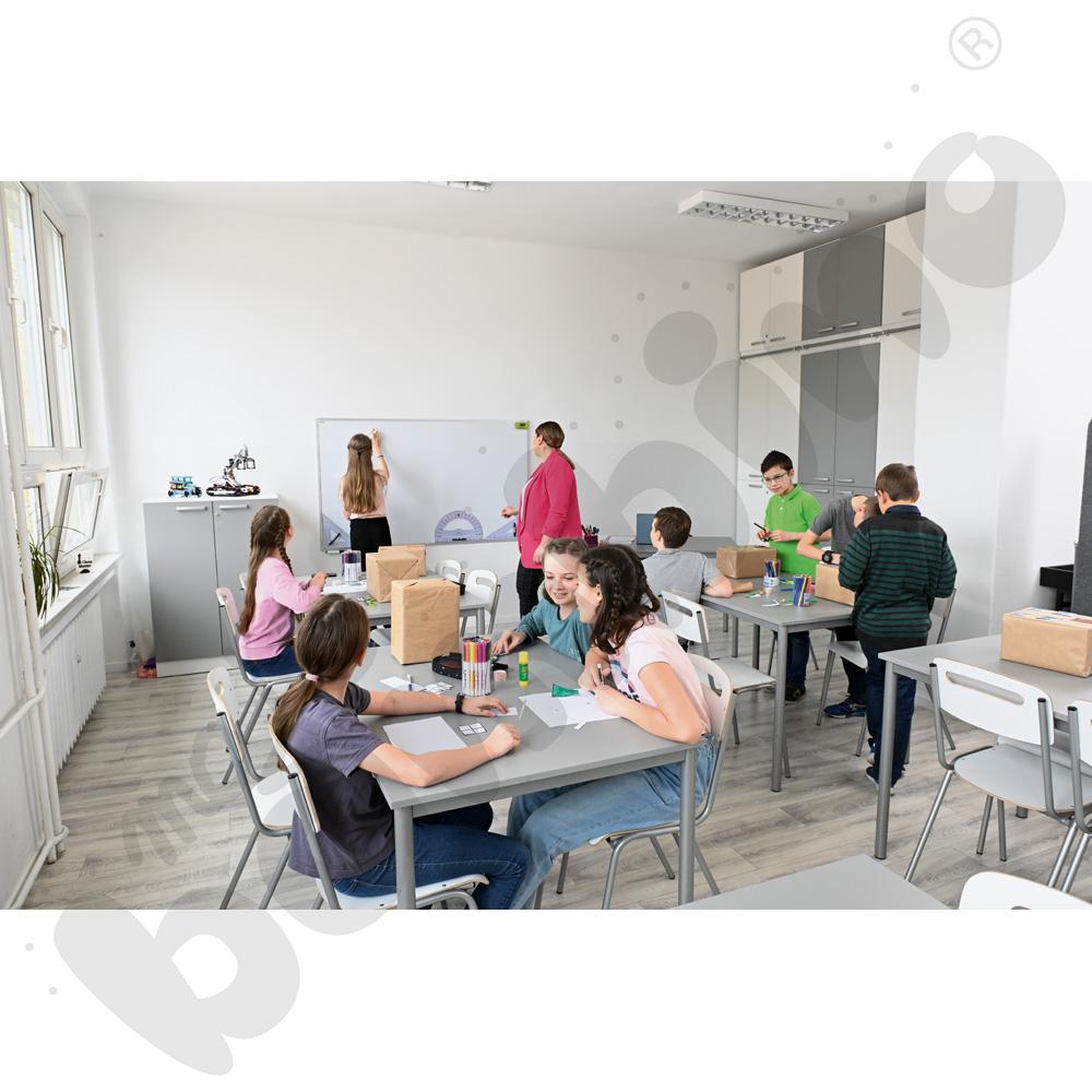 Stół Mila 120x80 rozm. 6, 6-os., stelaż aluminium, blat szary, obrzeże ABS, narożniki proste