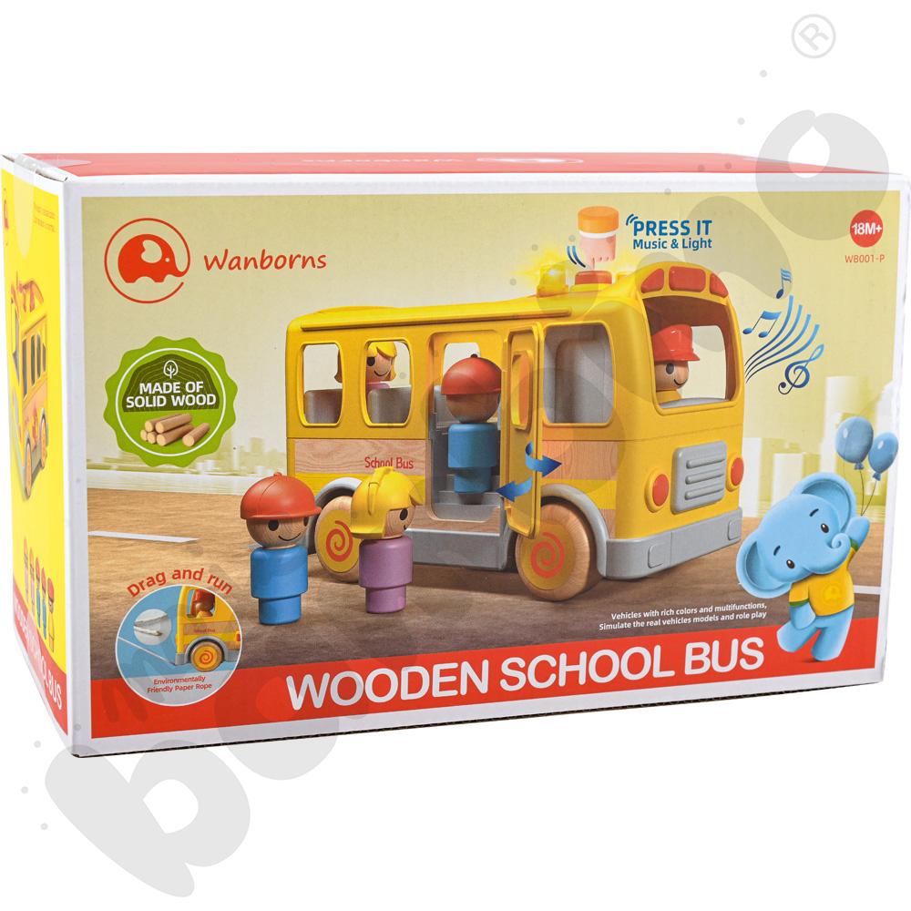Drewniany autobus szkolny z dźwiękiem i światłami