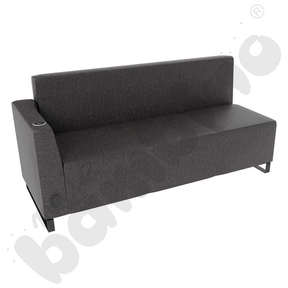 Sofa Universum 3-os. wys. 82 cm, bok niski lewy z gniazdkiem elektrycznym i indukcją, tkanina RO34