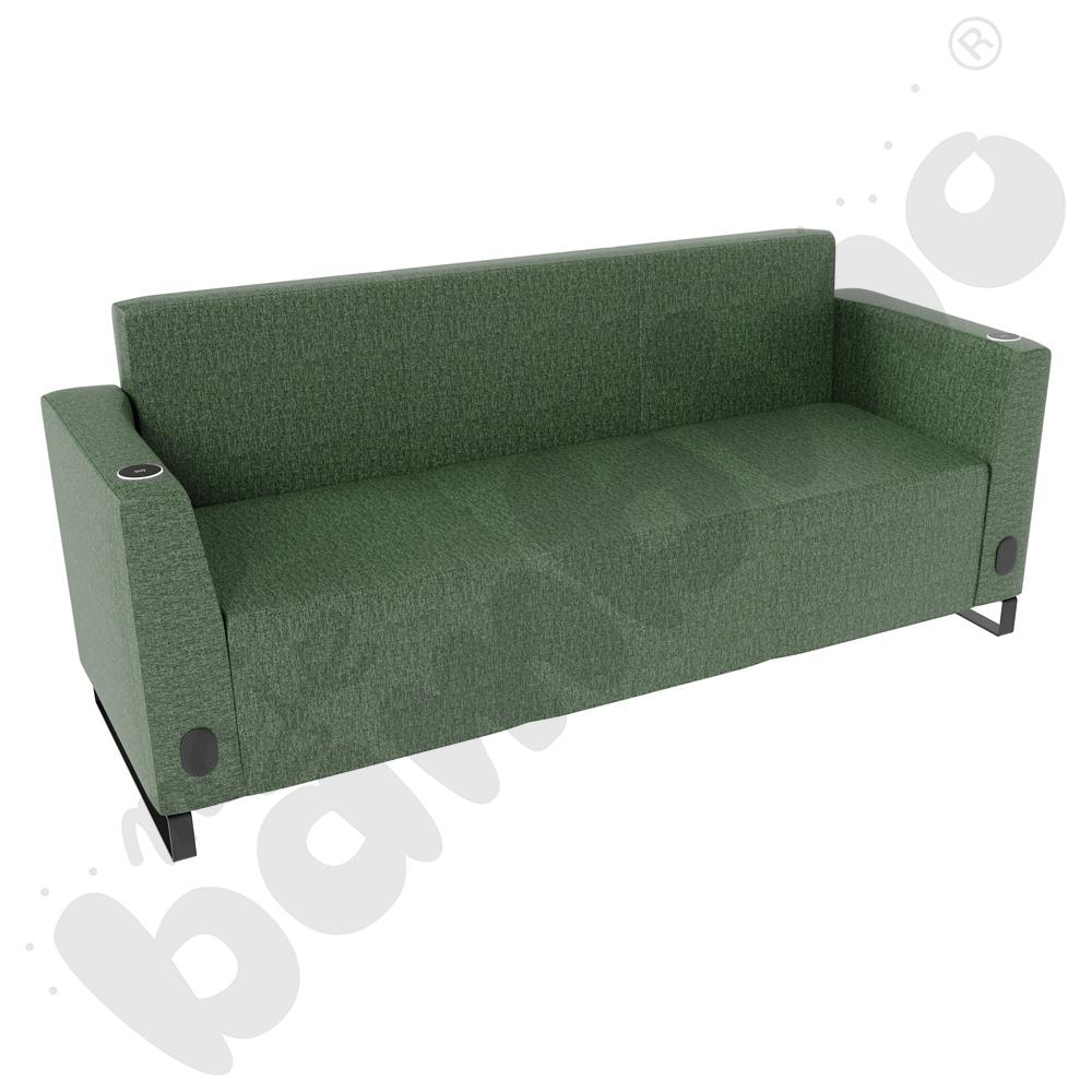 Sofa Universum 3-os. wys. 82 cm, 2 boki niskie, oba z gniazdkiem elektrycznym i indukcją, tkanina RO32