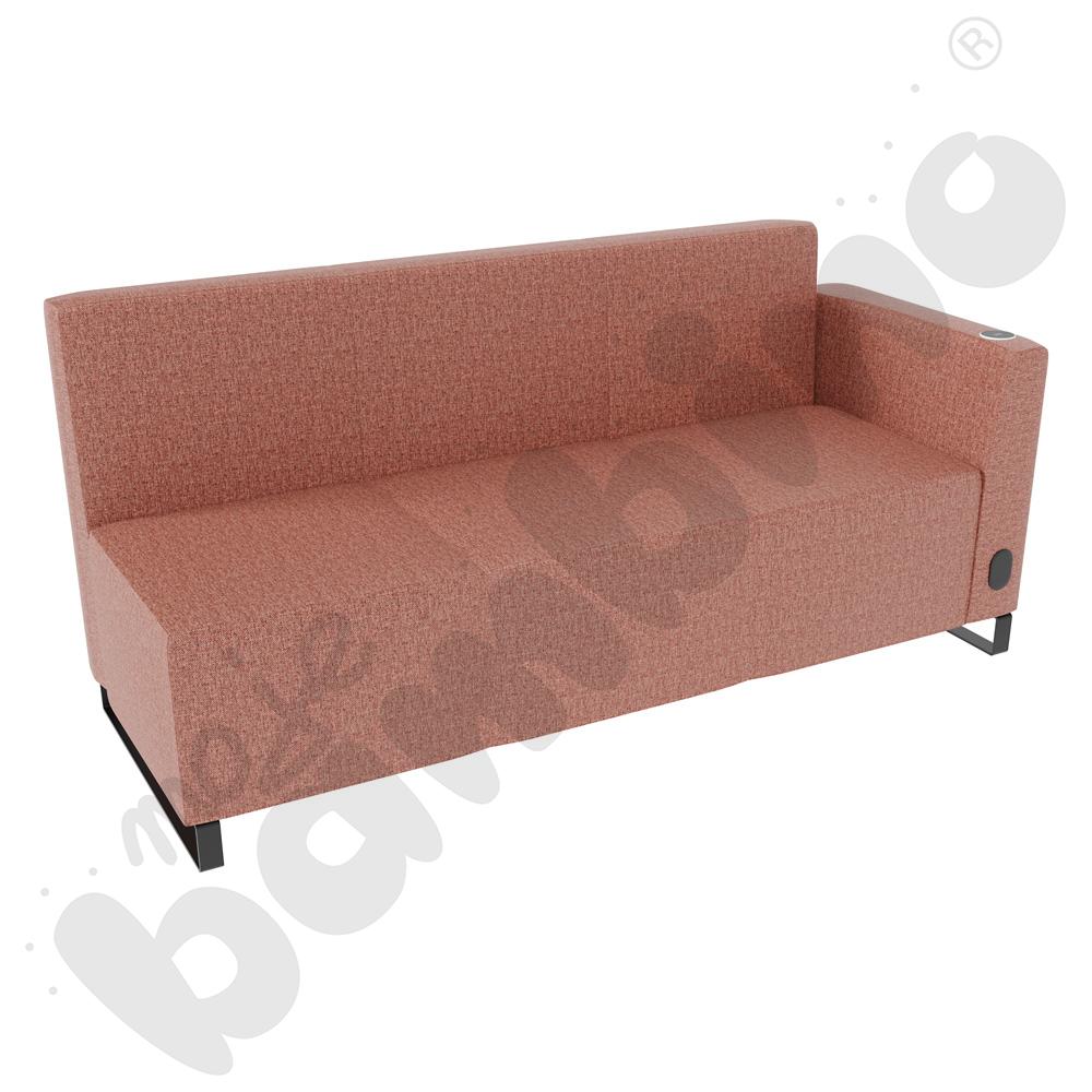 Sofa Universum 3-os. wys. 82 cm, bok niski prawy z gniazdkiem elektrycznym i indukcją, tkanina RO11