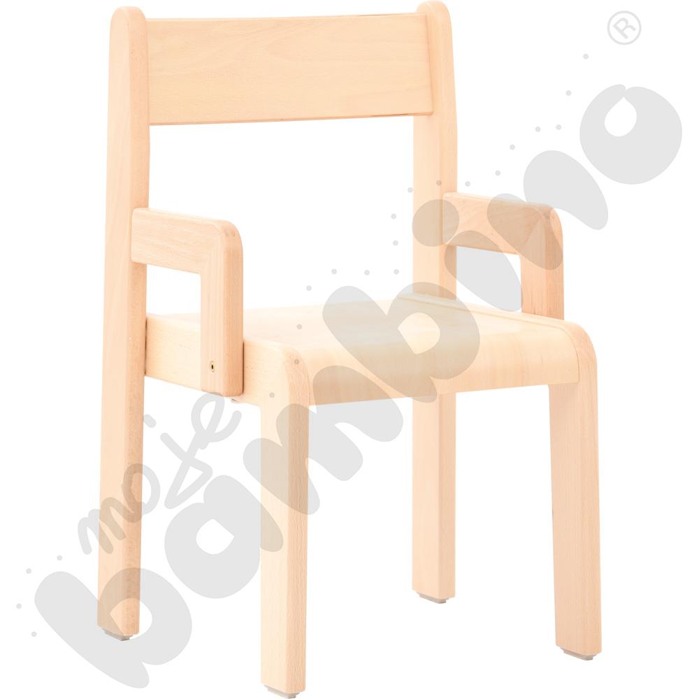 Krzesło Krzyś Deluxe z podłokietnikami i stopką filcową, rozm. 2 - buk