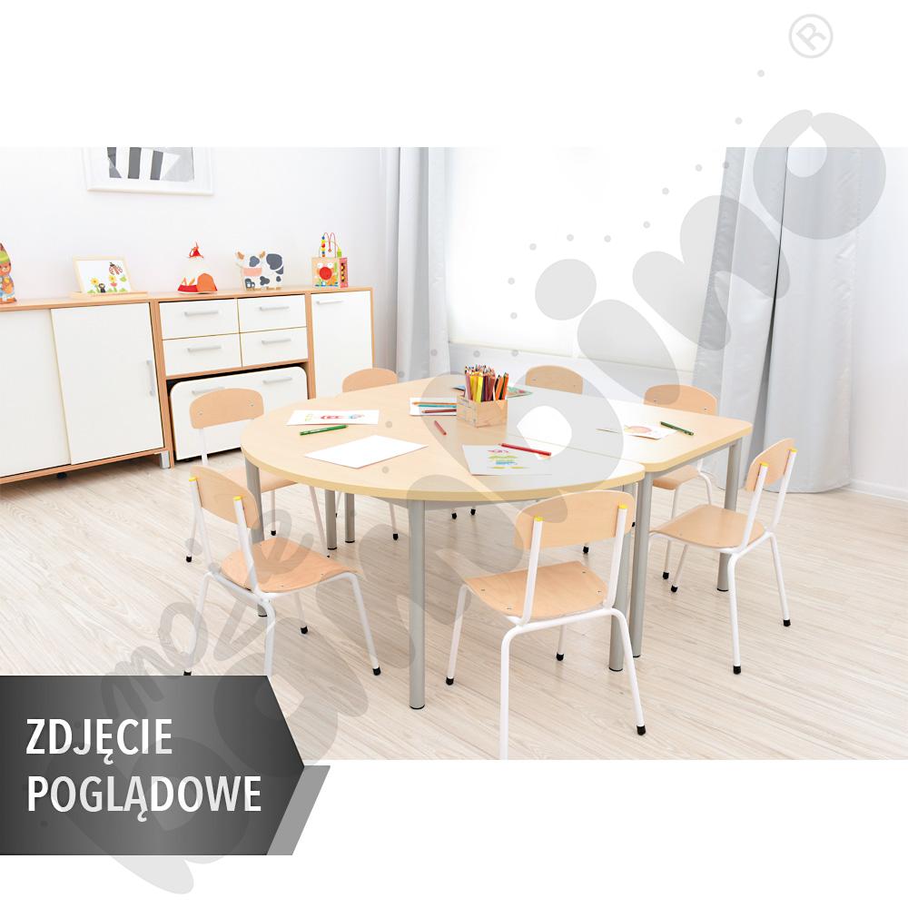 Stół Mila półokrągły 140x70, blat HPL szary, narożniki zaokrąglone, rozm. 3