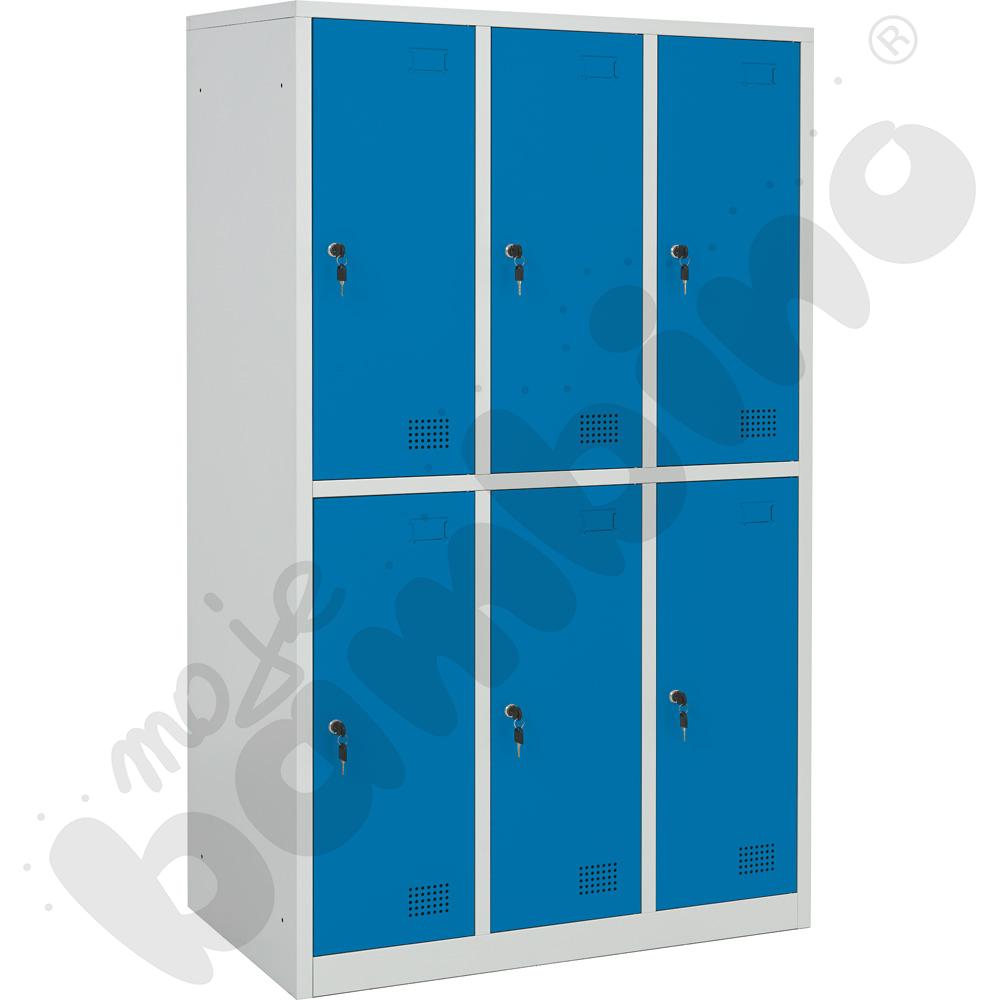 Szafa ubraniowa z 6 schowkami, 150 cm - drzwi niebieskie