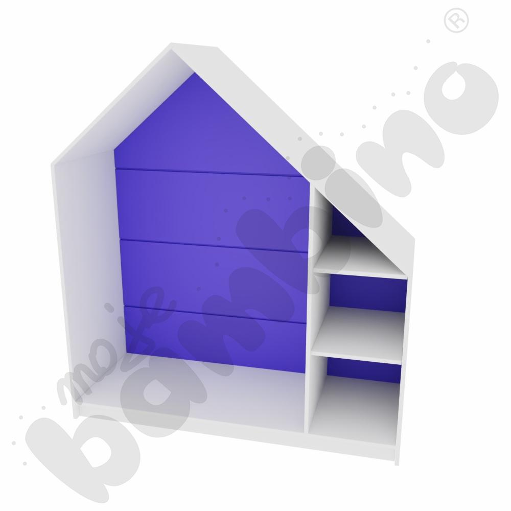 Quadro - szafka-domek z 2 półkami, skrzynia biała, niebieska