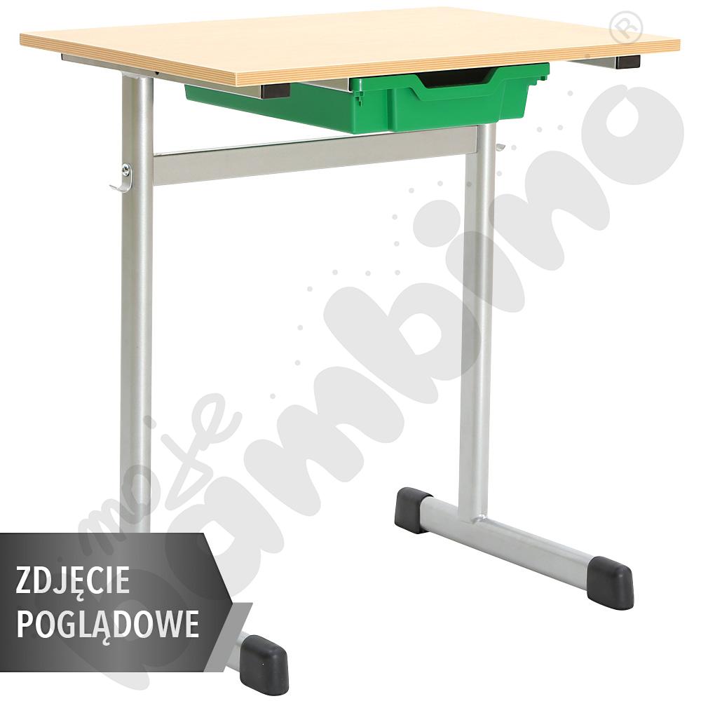 Stół G 70x55 rozm. 6, 1-os., stelaż aluminium, blat HPL biały, obrzeże drewniane doklejone do płyty, narożniki proste