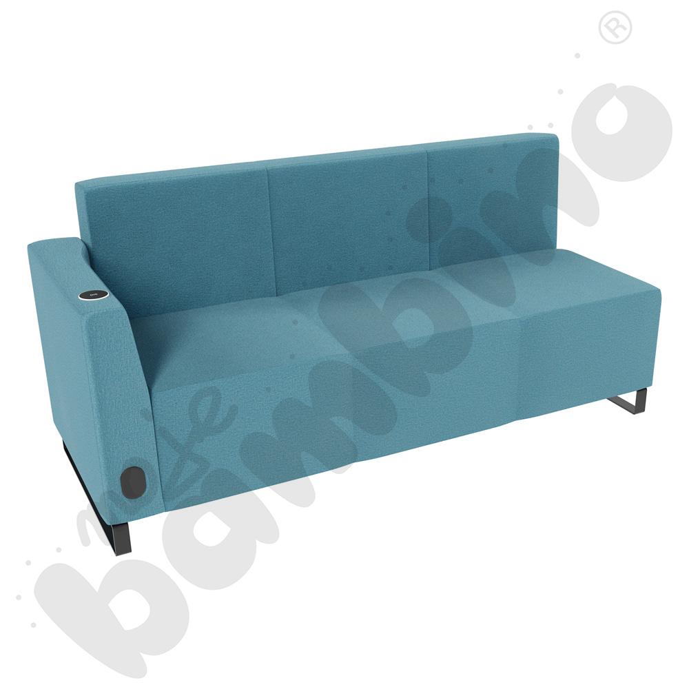 Sofa Universum 3-os. wys. 82 cm, bok niski lewy z gniazdkiem elektrycznym i indukcją, tkanina KG07